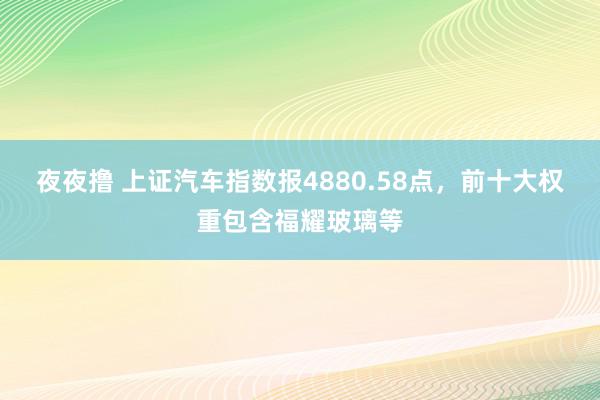 夜夜撸 上证汽车指数报4880.58点，前十大权重包含福耀玻璃等