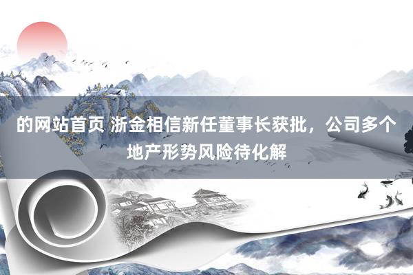 的网站首页 浙金相信新任董事长获批，公司多个地产形势风险待化解