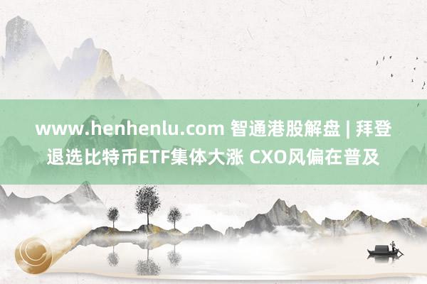 www.henhenlu.com 智通港股解盘 | 拜登退选比特币ETF集体大涨 CXO风偏在普及