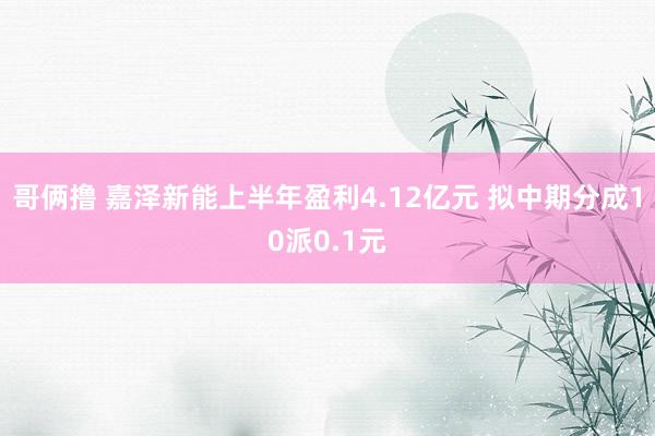 哥俩撸 嘉泽新能上半年盈利4.12亿元 拟中期分成10派0.1元