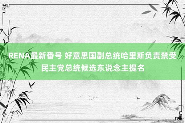 RENA最新番号 好意思国副总统哈里斯负责禁受民主党总统候选东说念主提名